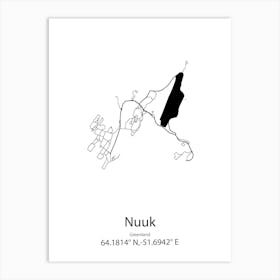 Nuuk,Greenland Minimalist Map Art Print