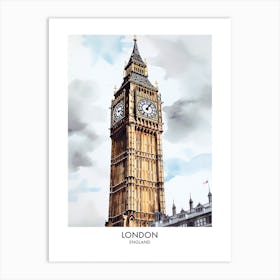 London 3 Watercolour Travel Poster Art Print