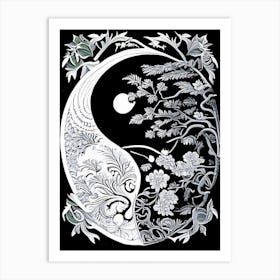 Abstract Yin and Yang 5 Linocut Art Print