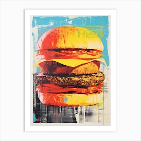 Retro Burger Risograph Inspired 5 Art Print