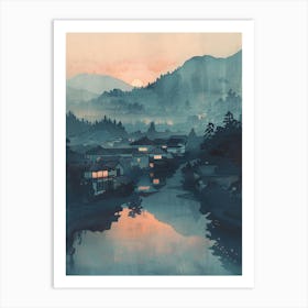 Yamagata Japan 2 Retro Illustration Art Print