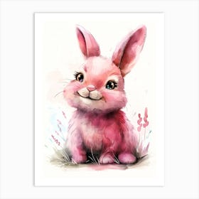 Blush Of Joy A Charming Pink Bunny S Smile Art Print