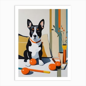 Dog With Oranges 1 Art Print