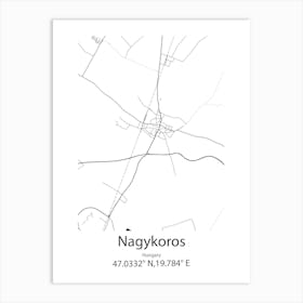 Nagykoros,Hungary Minimalist Map Art Print