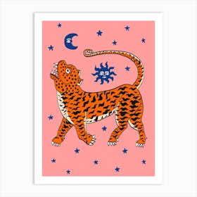 Tiger Temple Stars Pink Art Print