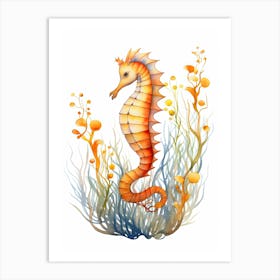 A Seahorse Watercolour In Autumn Colours 3 Art Print