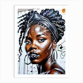 Graffiti Mural Of Beautiful Black Woman 355 Art Print