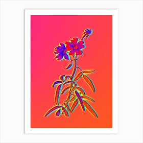 Neon Peach Leaved Rose Botanical in Hot Pink and Electric Blue n.0277 Art Print
