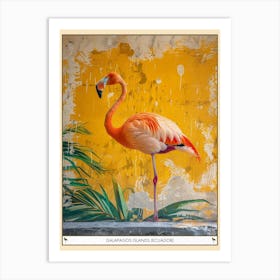 Greater Flamingo Galapagos Islands Ecuador Tropical Illustration 9 Poster Art Print