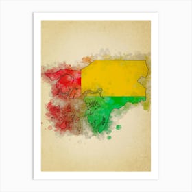 Guinea Bissau Flag Vintage Art Print