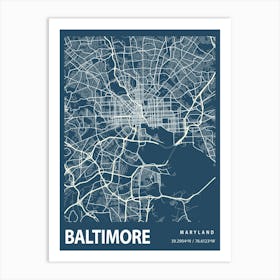 Baltimore Blueprint City Map 1 Art Print