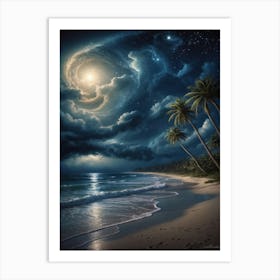 Moonlight On The Beach Art Print