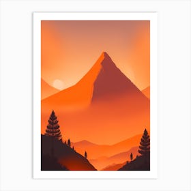 Misty Mountains Vertical Composition In Orange Tone 162 Art Print