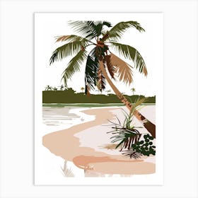 Palm Tree On The Beach Vector Art Print