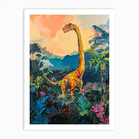 Dinosaur In A Tropical Landscape Painting 1 Art Print
