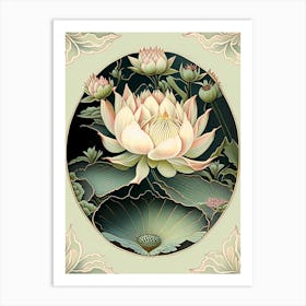 Lotus Floral 3 Botanical Vintage Poster Flower Art Print