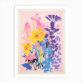 Colourful Flower Still Life Risograph Style 9 Art Print