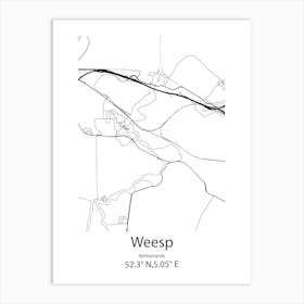 Weesp,Netherlands Minimalist Map Art Print