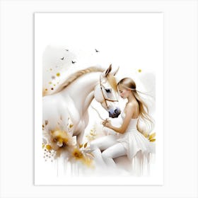 Girl And Her Horse Art Print