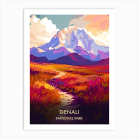 Denali National Park Travel Poster Illustration Style 1 Art Print