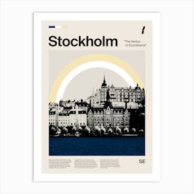 Mid Century Stockholm Travel Art Print