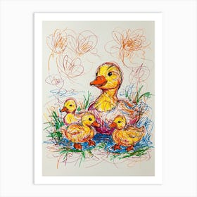 Duck Family 3 Art Print