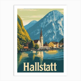 Aihrgdesign A Vintage Travel Poster Of Hallstatt Featuring Th F2125f72 E408 44f9 989e Eee5616e25cb 1 Art Print