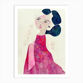 Portrait Of A Woman With With Blue Hair Art Print