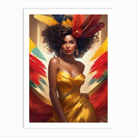 Pretty Woman in Yellow 4 Art Print