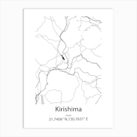 Kirishima,Japan Minimalist Map Art Print