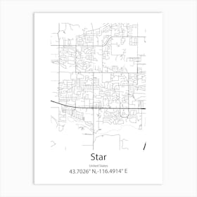 Star,United States Minimalist Map Affiche