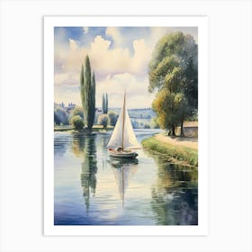 Sailboat On The Seine Art Print