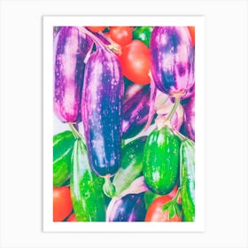 Chinese Eggplant Risograph Retro Poster vegetable Art Print