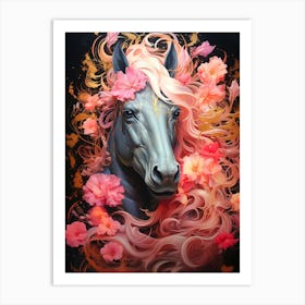 Horse With Flowers 1 Art Print