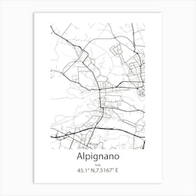 Alpignano,Italy Minimalist Map Art Print