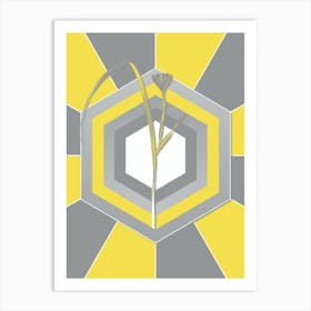Vintage Cape Tulip Botanical Geometric Art in Yellow and Gray n.233 Art Print
