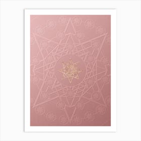 Geometric Gold Glyph on Circle Array in Pink Embossed Paper n.0175 Art Print