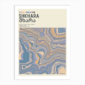 Shkhara Georgia Topographic Contour Map Art Print