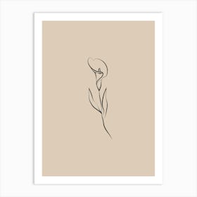 Line Are Flower 3 - Beige Art Print