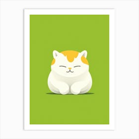 Cat Sitting On Green Background Art Print