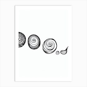 Snails Black & White Drawing Art Print
