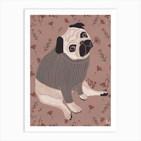 Pug With Pink Tones Art Print