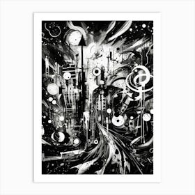 Rebellion Abstract Black And White 4 Art Print