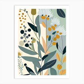 Wild Quinine Wildflower Modern Muted Colours 1 Art Print