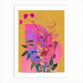 Gypsophila 4 Neon Flower Collage Art Print