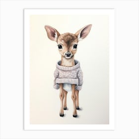 Baby Animal Watercolour Deer 1 Art Print