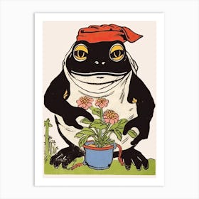 Frog In The Garden,  Matsumoto Hoji Inspired Japanese 4 Art Print