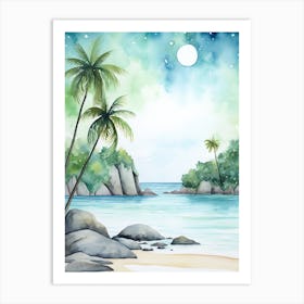 Watercolour Of Anse Source D Argent   La Digue Seychelles 3 Art Print