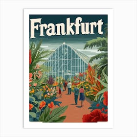 Aihrgdesign A Retro Travel Poster For Frankfurt Featuring The Ef5147b0 De86 4800 9f45 4bf41570abd8 0 Art Print