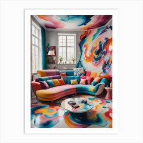 Soft Shadows and Distorted Spaces Colorful Living Room Art Print